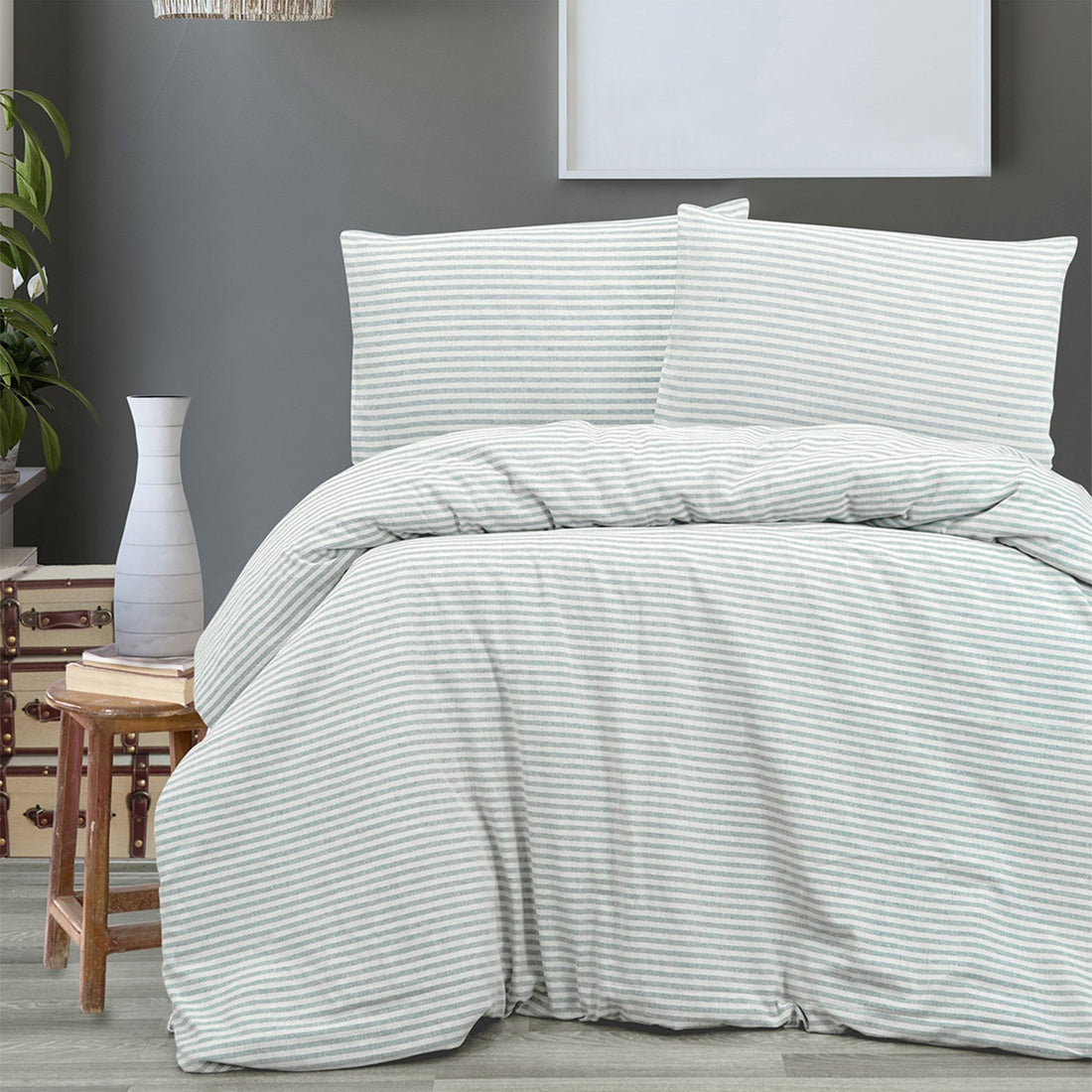 Linen Tile Lacy Duvet Cover & Pillow Set